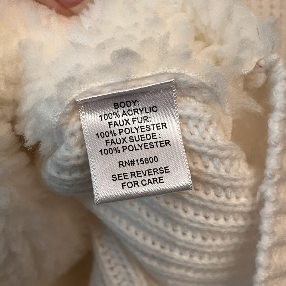 Kate & Sam Chic Winter White Faux Suede Sherpa Cardigan Layered Sz L Open Front - Picture 5 of 5